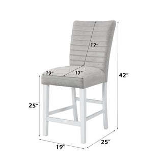 Sunvega Gray Velvet & White High Gloss Finish Side Chair with Wood Legs Set of 2