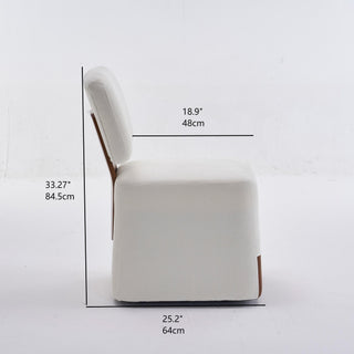 Sunvega Modern Linen Upholstered Armless Dining Chair with Smooth Rolling Casters
