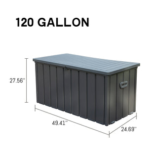 Sunvega 120 Gallon All-Weather Waterproof Lockable Outdoor Metal Storage Box with Wheels