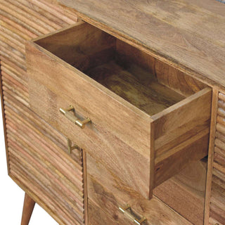 Sunvega Solid Mango Wood Nordic Chest with 4 Drawers and Storage Shelves