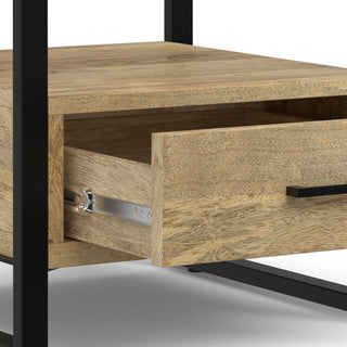Sunvega Modern Industrial Bedside Table with Spacious Drawer and Metal Frame