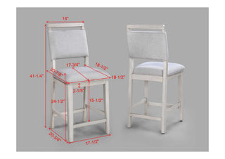 Sunvega White Finish Light Gray Upholstered Counter Height Pub Chairs Set of 2