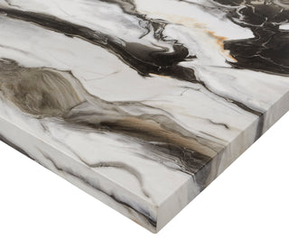Sunvega Contemporary Modern Square Faux Marble Top Dining Table with Black Legs