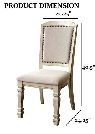 Sunvega Transitional Style 2pc Side Chair with Nailhead Trim and Turned Legs
