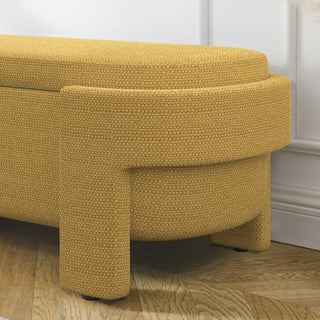 Sunvega Large Linen Upholstered Storage Bench with Foam Seat for Living Room