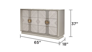 Sunvega Eternity Traditional Style 6-Drawer Dresser with Wood and Gold Accents