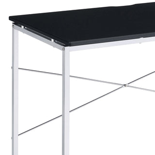 Sunvega Modern Black and Chrome Vanity Desk with X-Shape Crossbar for Bedroom