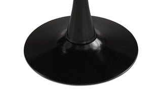 Sunvega Mid-Century Modern Walnut Round Dining Table with White Pedestal Base for 4