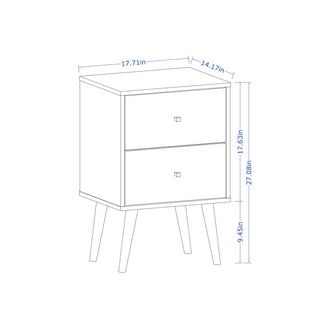 Sunvega Modern White and Brown Nightstand with 2 Drawers for Bedroom