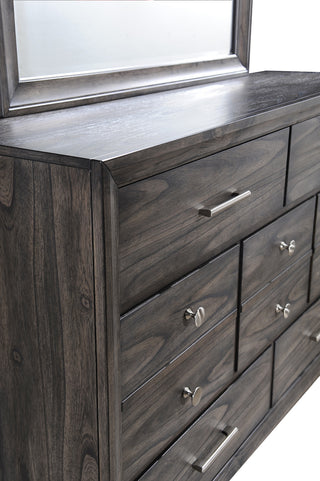 Sunvega Contemporary Dark Wood Finish Nightstand with Two Drawers and Metal Knobs