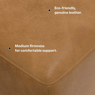 Sunvega Modern Boxy Ottoman in Sienna Kind Leather for Flexible Seating