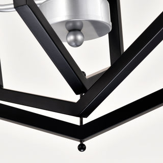 Sunvega 4-Light Matte Black and Gold Modern Industrial Chandelier for Dining Room