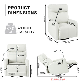 Sunvega 360 Degree Swivel Rocking Recliner Chair with Footrest for Bedroom