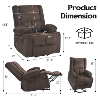 Sunvega Power Lift Recliner Chair with Massage Heat USB Ports and Cup Holders