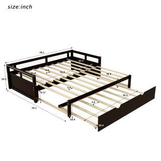 Sunvega Extending Daybed with Trundle for Spontaneous Guests from Twin to King Size