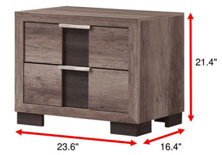 Sunvega Black and White Finish Nightstand with Two Drawers and Metal Knobs