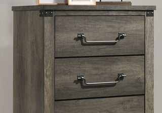 Sunvega Antique Brass Drop Handles Rustic Gray Chest with Four English Dovetail Drawers