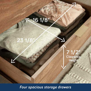 Sunvega European-Inspired Dresser with Four Drawers and Glass Top for Living Areas
