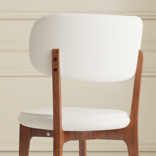 Sunvega Modern PU Leather Dining Chairs with Solid Wood Legs for Family Kitchen