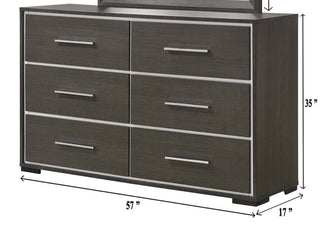 Sunvega Contemporary Dark Gray Nightstand with Two Drawers and Chrome Accents