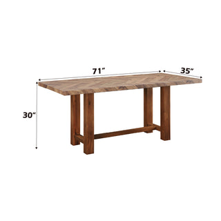 Sunvega Brown Finish Rectangular Dining Table with Thick Acacia Wood Top