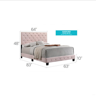 Sunvega Transitional Pink Queen Bed for Style with Durable Build and Vibrant Color