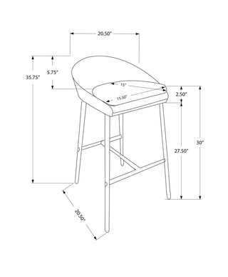 Sunvega Set of 2 Modern Bar Stools with Grey Fabric Upholstery and Chrome Legs