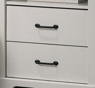 Sunvega White 2-Drawer Nightstand with USB Charging Ports and Open Shelf