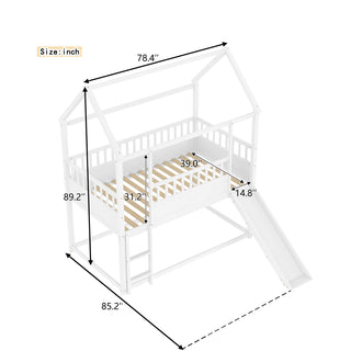 Sunvega House Bunk Bed with Convertible Slide and Ladder for Child Safety