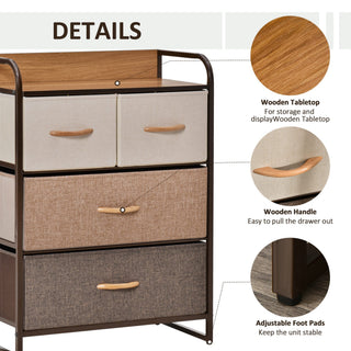 Sunvega 4-Drawer Storage Dresser with Fabric Drawers and Foldable Design for Bedroom
