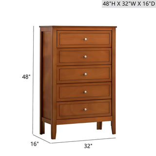 Sunvega Fully Assembled 6 Drawer Dresser with French Dovetail Wood Veneer Finish