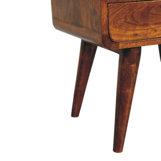 Sunvega Handcrafted Solid Mango Wood Nightstand with Drawer and Open Shelf