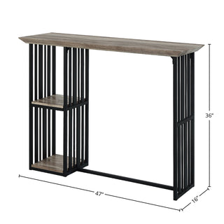 Sunvega Oak and Sandy Black 2-Shelf Counter Height Table with Slatted Metal Base