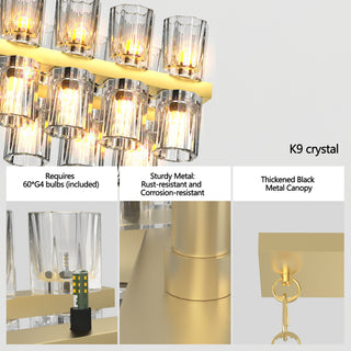 Sunvega Luxury Double Crystal Ring LED Chandelier Lighting for Modern Dining Room