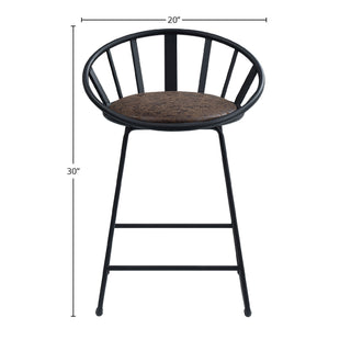 Sunvega Brown and Black Synthetic Leather Counter Height Chair with Sled Base