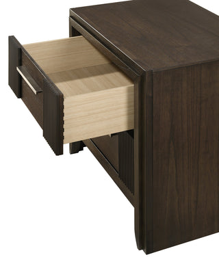 Sunvega Contemporary Brown Nightstand with Two Drawers and Rich Wood Finish