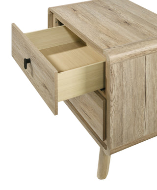 Sunvega Mid-century Style Nightstand with Two Drawers and Warm Wood-inspired Finish