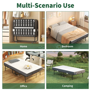 Sunvega 75-Inch Extra Long Folding Bed for Tall People with 5-Inch Memory Foam Mattress
