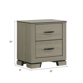 Sunvega Modern Design Queen Size Bed with LED Light Headboard and Weathered Gray Finish