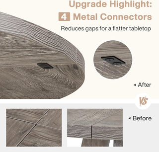 Sunvega 47 Inch Round Wood Dining Table with Walnut Finish for 4-6 Seating