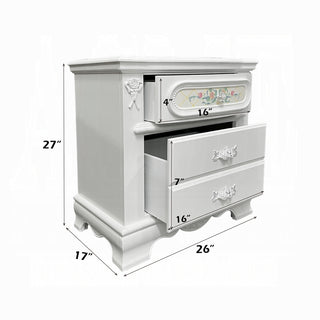 Sunvega White Finish Two Drawers Wood Nightstand for Youth Bedroom