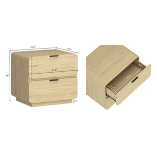 Sunvega Modern Nightstand with Two Spacious Drawers for Bedroom Use