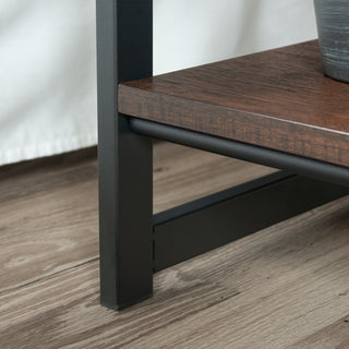 Sunvega Warm Oak Finish Side Table with Drawer and Open Shelf for Multiple Rooms