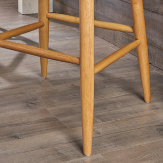 Sunvega Mid-Century Upholstered Rubberwood Bar Stools Set of Two