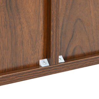Sunvega Wave Relief Design Wood Sideboard with Iron Legs for Living Room Storage