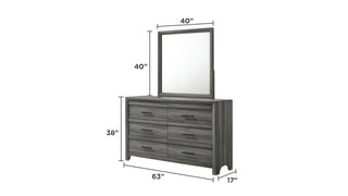 Sunvega Modern Gray 6-Drawer Wood Dresser with Ample Storage for Bedroom