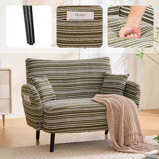 Sunvega Modern Two-Seater Sofa with Tufted Backrest and Convenient Side Storage Pockets