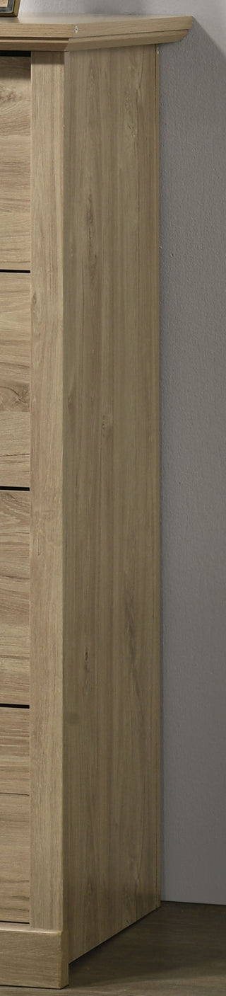 Sunvega Light Oak Finish 4-Drawer Chest with Black Metal Handles