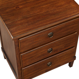 Sunvega Traditional Elegant Brown Finished 3-Drawer Nightstand with Antique Bronze Ring