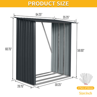 Sunvega Durable Rust-Resistant Metal Firewood Storage Shed for Indoor and Outdoor Use